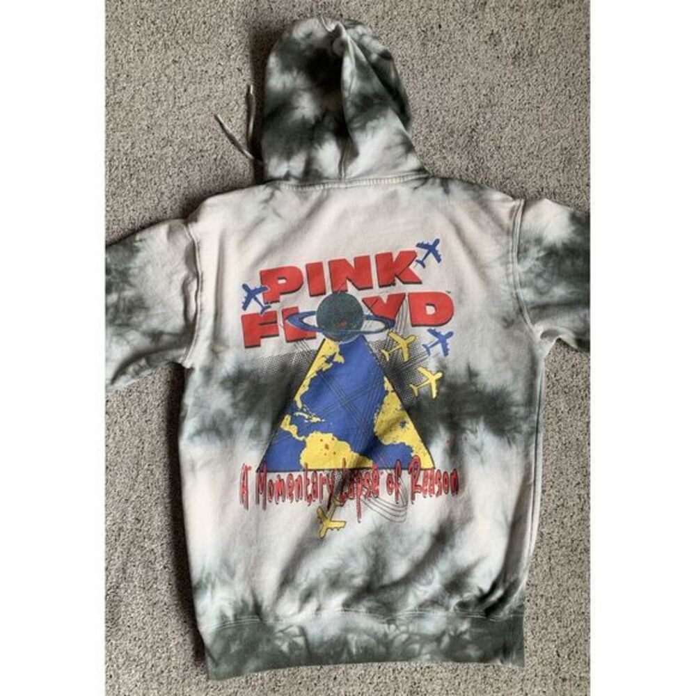 Pink Floyd Hoodie Men's Small‎ World Tour 87 Tie Dye Gray Long Sleeve Sweatshirt